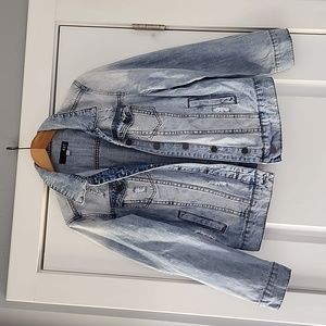 KUT from The Kloth light wash distressed jean jacket!